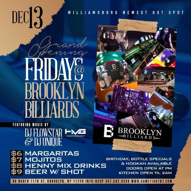 Event - Brooklyn Billiards Hip Hop vs Reggae™ Fridays Everyone FREE - Brooklyn, New York - December 13, 2019 | concert tickets