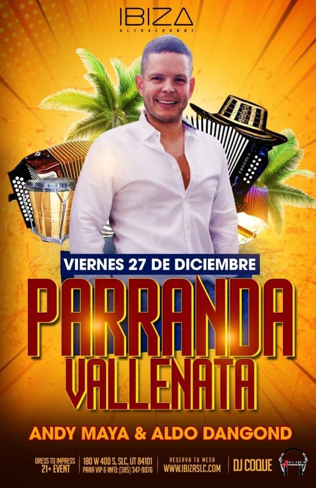 Event - Parranda Vallenata Con Andy Maya & Aldo Dangond En Salt Lake City,UT - Salt Lake City, Utah - December 27, 2019 | concert tickets