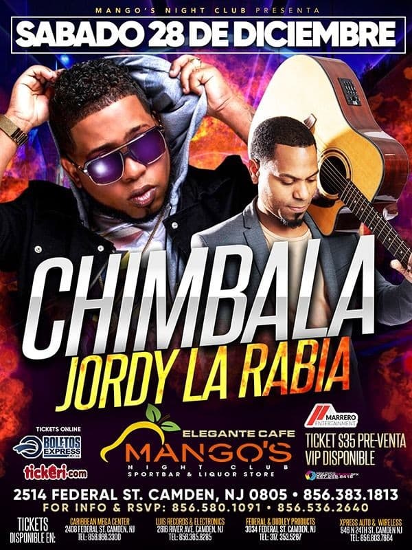 Event - Chimbala & Jordy La Rabia En Camden,NJ - Camden, New Jersey - December 28, 2019 | concert tickets