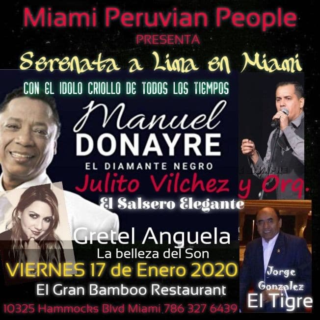 Event - Manuel Donayre en La Serenata a Lima en Kendall - Miami, Florida - January 17, 2020 | concert tickets