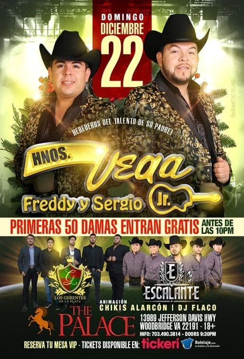 Event - Los Hermanos Vega y Grupo Escalante en Woodbridge,VA - Woodbridge, Virginia - December 22, 2019 | concert tickets