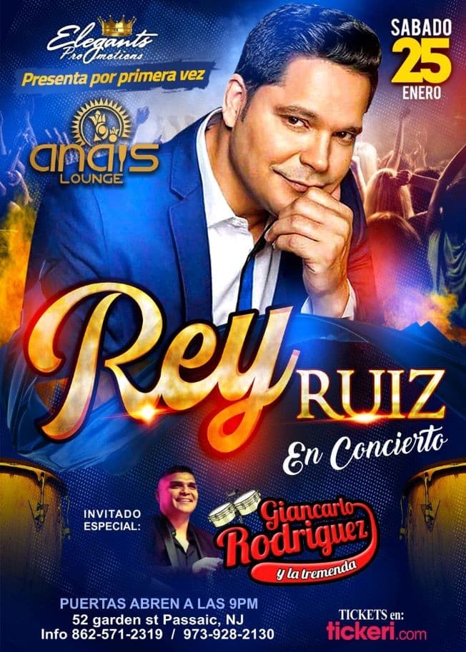 Event - Rey Ruiz en Passaic,NJ - Passaic, New Jersey - January 25, 2020 | concert tickets