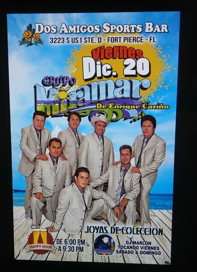 Event - Grupo Miramar En Vivo En El Dos Amigos Sports Bar - Fort Pierce, Florida - December 20, 2019 | concert tickets