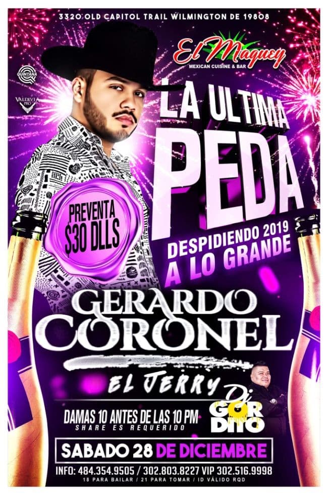 Event - GERARDO CORONEL EL JERRY Y DJ GORDITOMIX - Wilmington, Delaware - December 28, 2019 | concert tickets