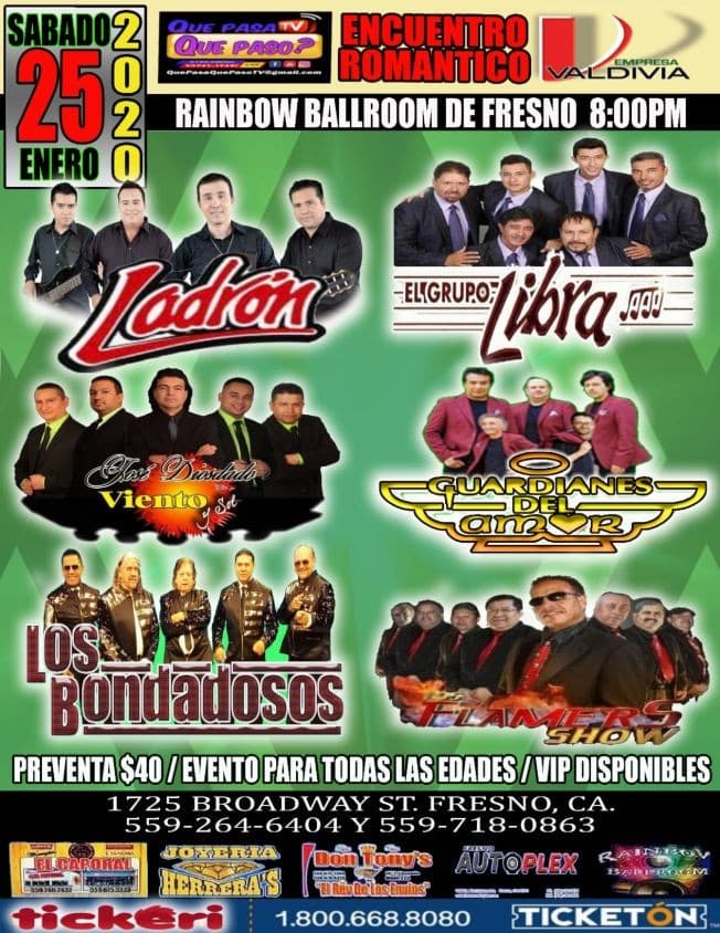 Event - Encuentro Romantico Con Ladron,Libra,Guardianes del Amor y Mas En Fresno,CA - Fresno, California - January 25, 2020 | concert tickets