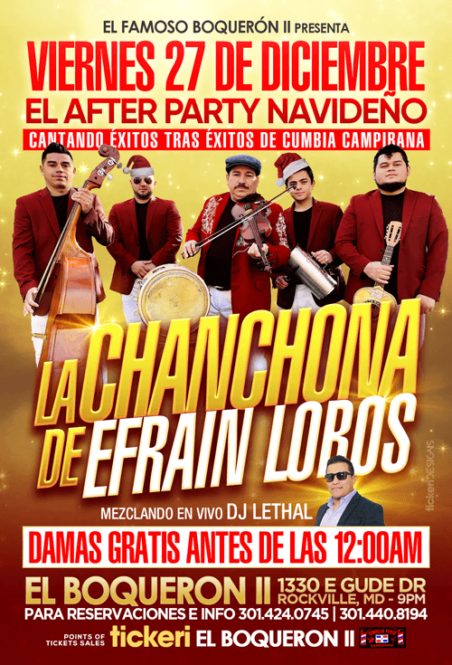 Event - La Chanchona de Efrain Lobos / Damas Gratis antes de las 12am - Rockville, Maryland - December 27, 2019 | concert tickets