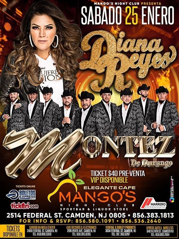 Event - Diana Reyes y Montez de Durango en Vivo! - Camden, New Jersey - January 25, 2020 | concert tickets