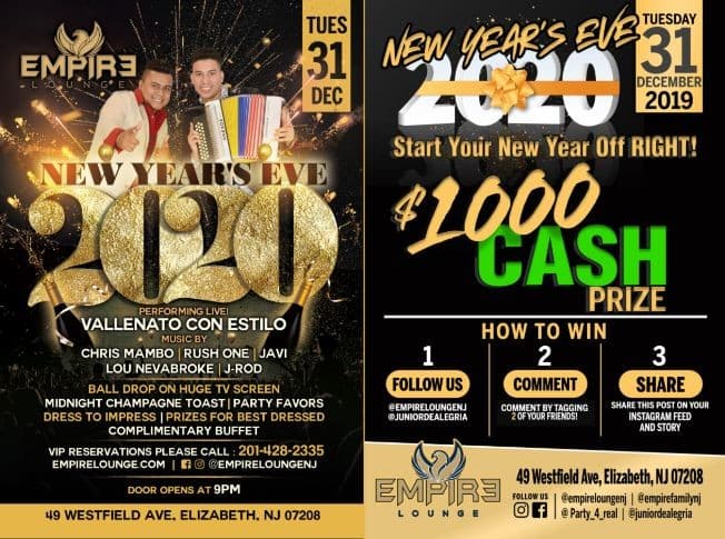 Event - New Year's Eve at Empire Lounge - $1000 Giveaway! - Elizabeth, New Jersey - December 31, 2019 | concert tickets