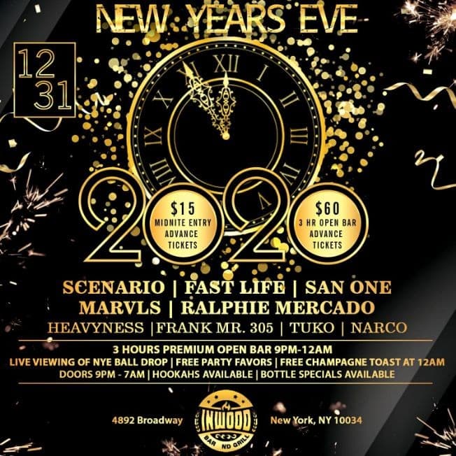 Event - NYE 2019 at Inwood Bar & Grill - New York, New York - December 31, 2019 | concert tickets
