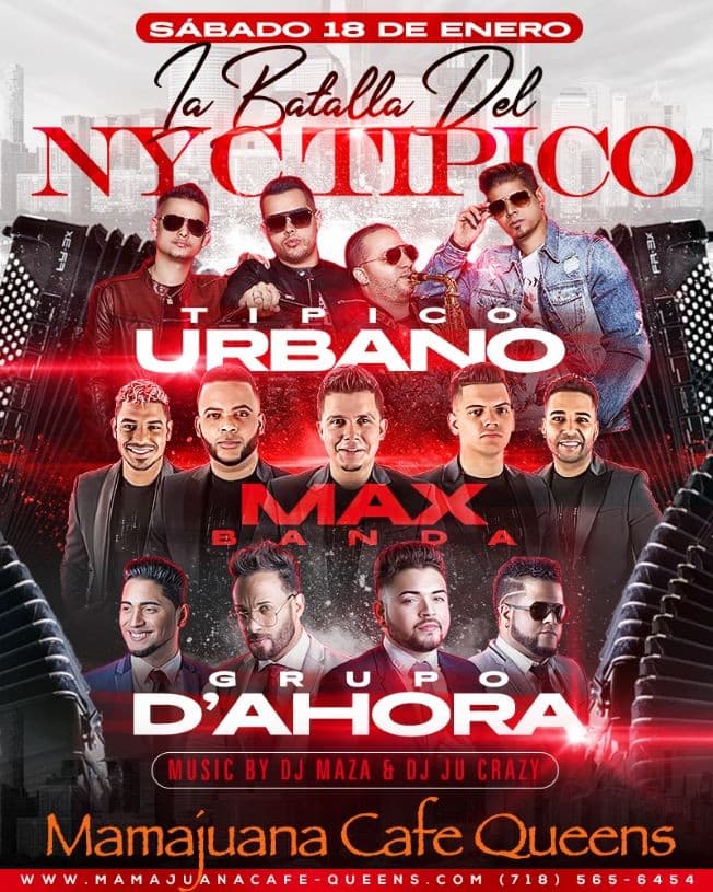 Event - La Batalla de NYC Tipico con Tipico Urbano, Max Banda y Grupo D'Ahora! - Queens, New York - January 18, 2020 | concert tickets