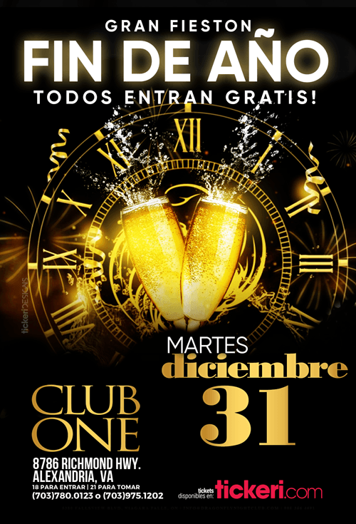 Event - Gran Fieston Fin de Año en Club One de Alexandria! - Alexandria, Virginia - December 31, 2019 | concert tickets
