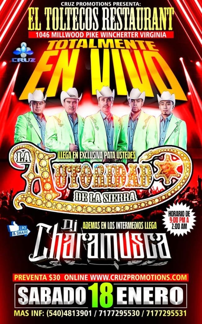Event - La Autoridad de la Sierra en Vivo! - Winchester, Virginia - January 18, 2020 | concert tickets