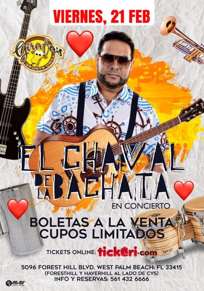 Event - El CHAVAL de la BACHATA en WEST PALM BEACH - West Palm Beach, Florida - February 21, 2020 | concert tickets
