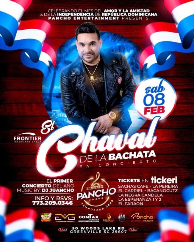 Event - El Chaval De La Bachata En Concierto En Greenville,SC - Greenville, South Carolina - February 8, 2020 | concert tickets