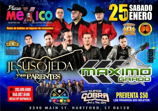 Event - Jesus Ojeda y sus Parientes,Maximo Grado y Mas En Hartford,CT - Hartford, Connecticut - January 25, 2020 | concert tickets