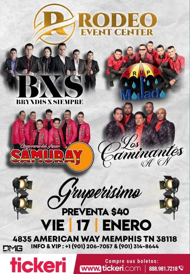 Event - Bryndis X Siempre,Grupo Mojado y Mas En Memphis,TN - Memphis, Tennessee - January 17, 2020 | concert tickets