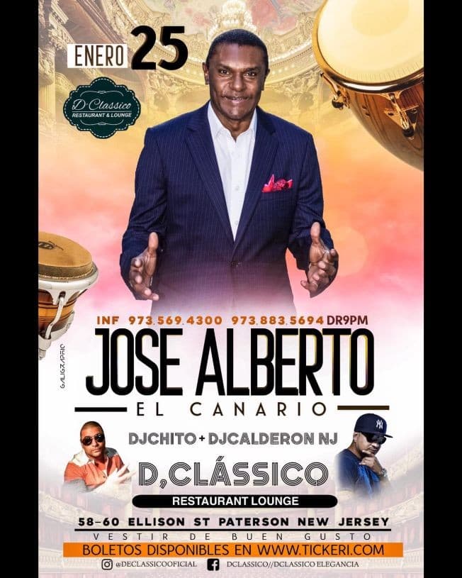 Event - Jose Alberto "El Canario" en Concierto! - Paterson, New Jersey - January 25, 2020 | concert tickets
