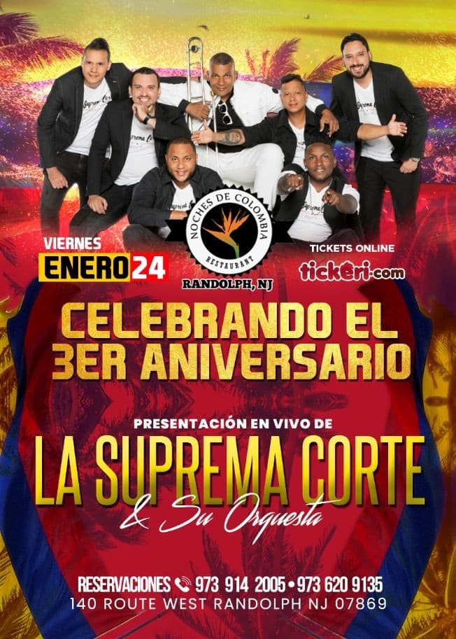 Event - Celebrando el 3er Aniversario Presentacion en Vivo la Suprema Corte y su Orquesta en Randolph,NJ - Randolph, New Jersey - January 24, 2020 | concert tickets