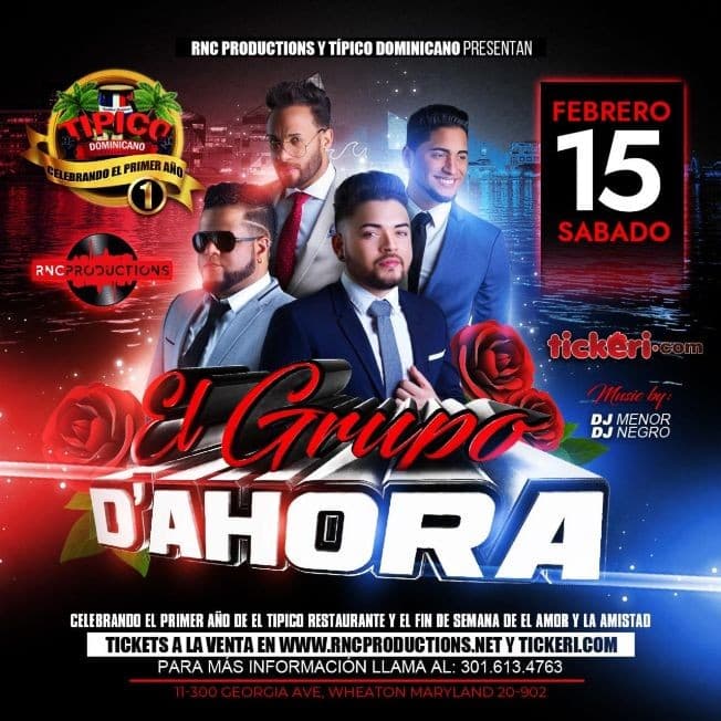 Event - EL GRUPO D'AHORA LIVE SABADO 15 DE FEBRERO EN TIPICO DOMINICANO DE MD - Silver Spring, Maryland - February 15, 2020 | concert tickets