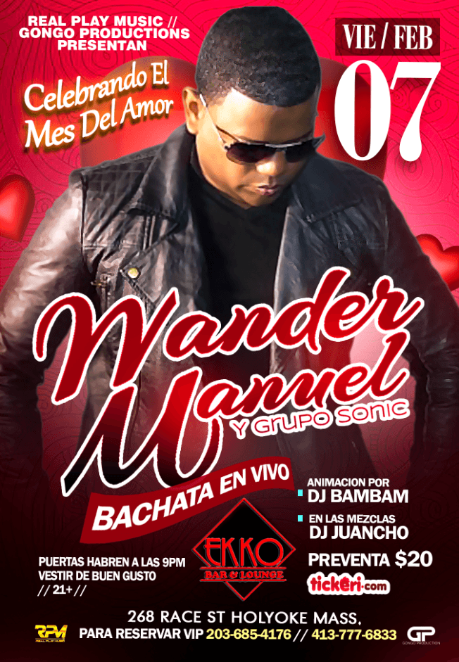 Event - WANDER MANUEL EN VIVO @ EKKO BAR & LOUNGE - Holyoke, Massachusetts - February 7, 2020 | concert tickets