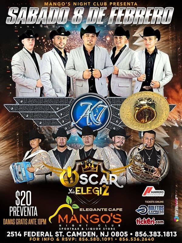 Event - AK 7 & Oscar y Sus Elegidos en Vivo! - Camden, New Jersey - February 8, 2020 | concert tickets