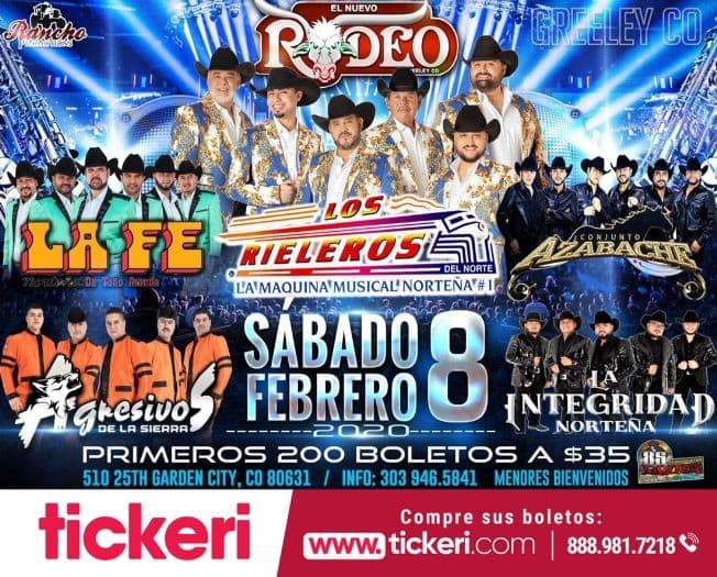 Event - Los Rieleros,La Fe,Azabache y Mas En Garden City,CO - Garden City, Colorado - February 8, 2020 | concert tickets