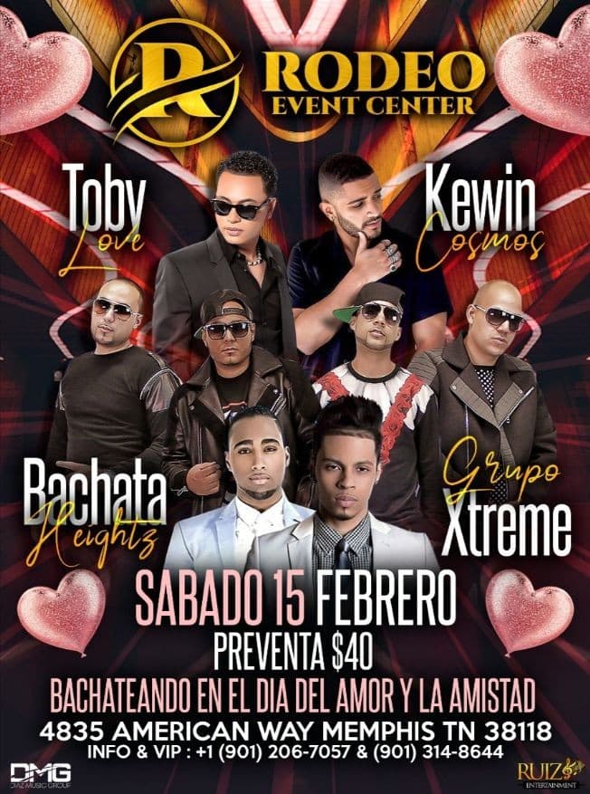 Event - Bachateando En El Dia Del Amor y La Amistad Con Toby Love,Kewin Cosmos y Mas En Memphis,TN - Memphis, Tennessee - February 15, 2020 | concert tickets