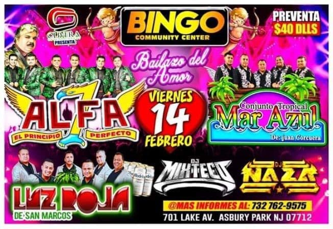 Event - Bailazo del Amor con Conjunto Alfa, Mar Azul y Más En Asbury Park, NJ - Asbury Rark, New Jersey - February 14, 2020 | concert tickets