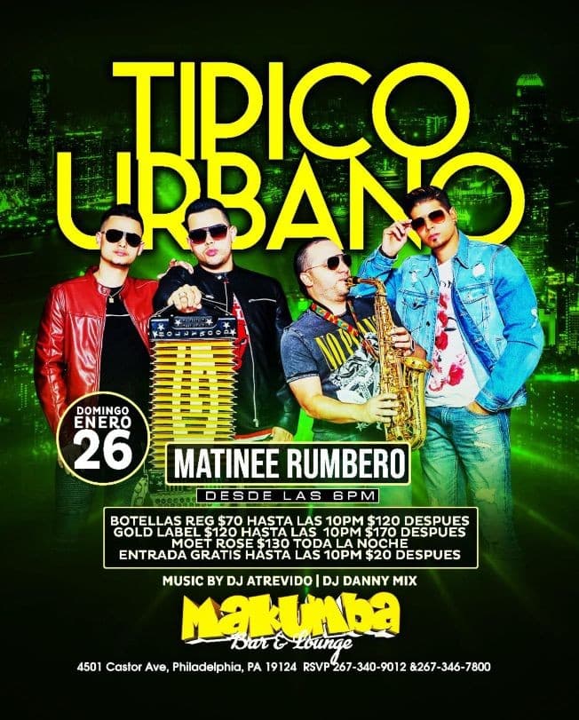 Event - Tipico Urbano Matinee Rumbero En Philadelphia, PA - Philadelphia, Pennsylvania - January 26, 2020 | concert tickets