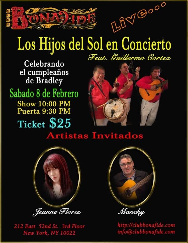 Event - Los Hijos Del Sol En Concierto Feat. Guillermo Contreras y Artistas Invitados - Corona Queens, New York - February 8, 2020 | concert tickets