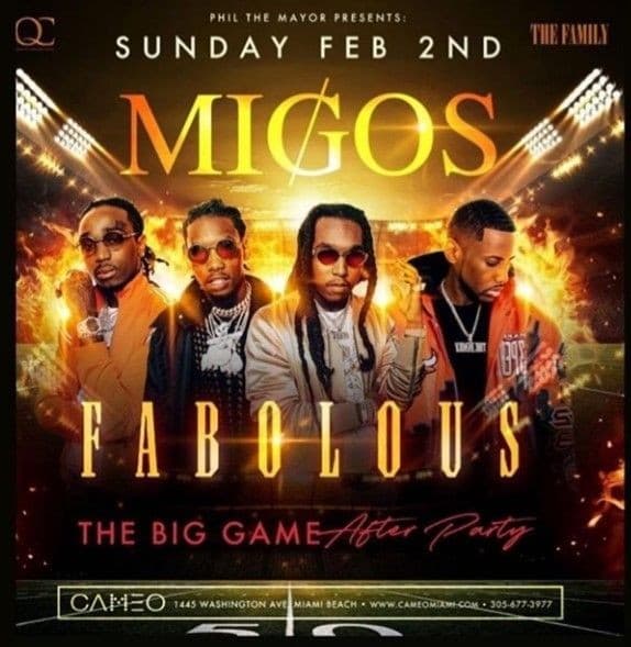 Event - Big Game Weekend Migos & Fabolous Live At Cameo Nightclub - Miami Beach, Florida - February 2, 2020 | concert tickets