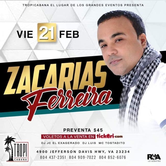 Event - Zacarias Ferreira en Concierto - Richmond, Virginia - February 21, 2020 | concert tickets