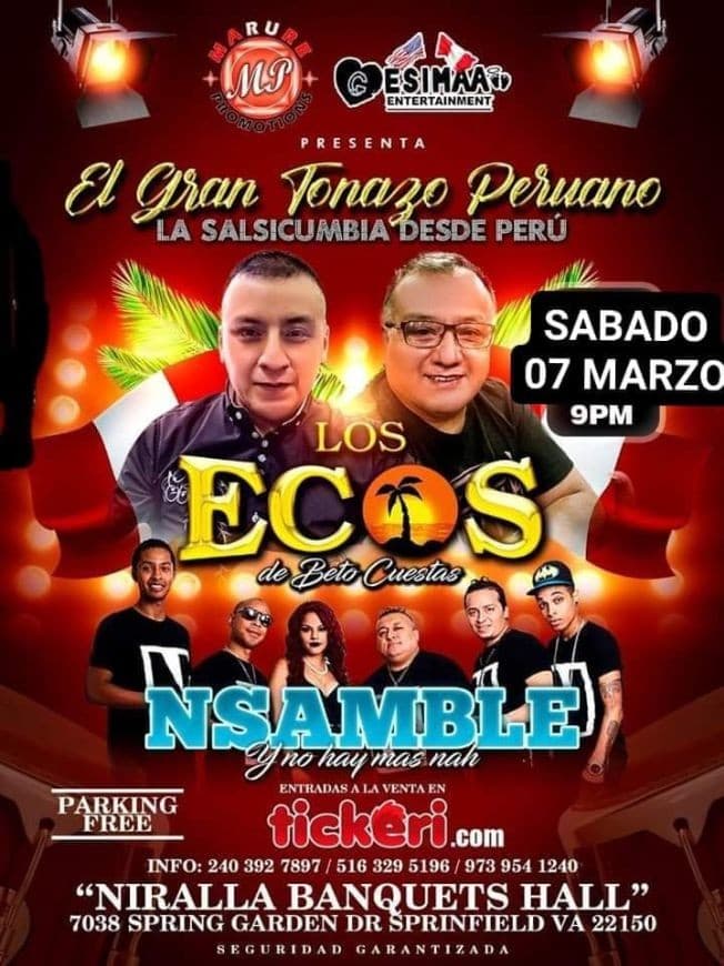 Event - SALSA CUMBIA EN VIRGINIA CON NSAMBLE Y LOS ECOS - Springfield, Virginia - March 7, 2020 | concert tickets