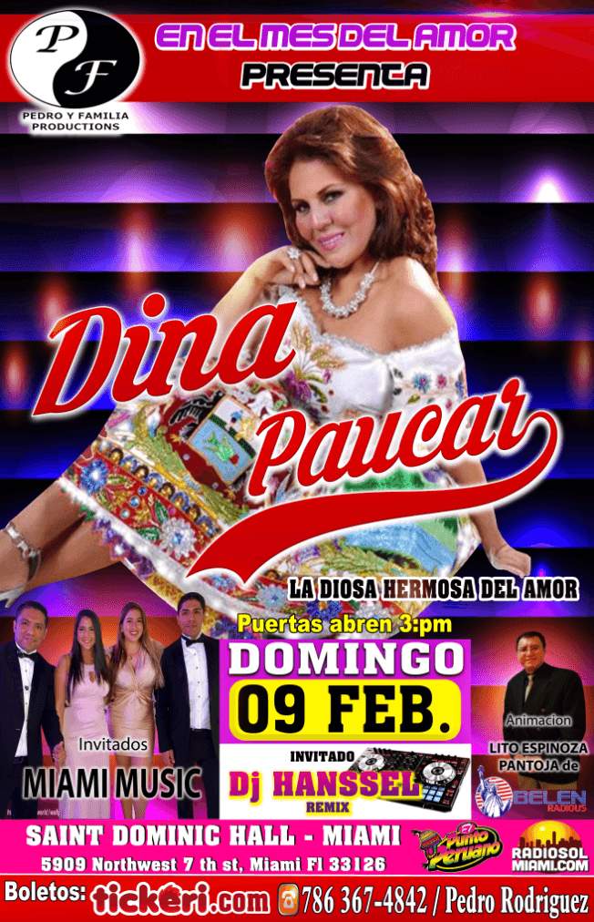 Event - En el mes del AMOR Unico concierto de Dina Paucar en Miami,FL - Miami, Florida - February 9, 2020 | concert tickets