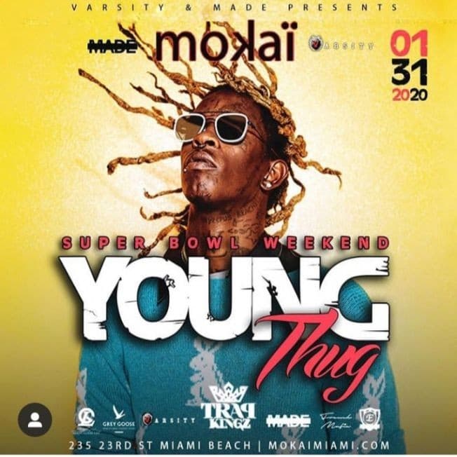 Event - Big Game Weekend Kickoff Young Thug Live At Mokai - Miami Beach, Florida - January 31, 2020 | concert tickets