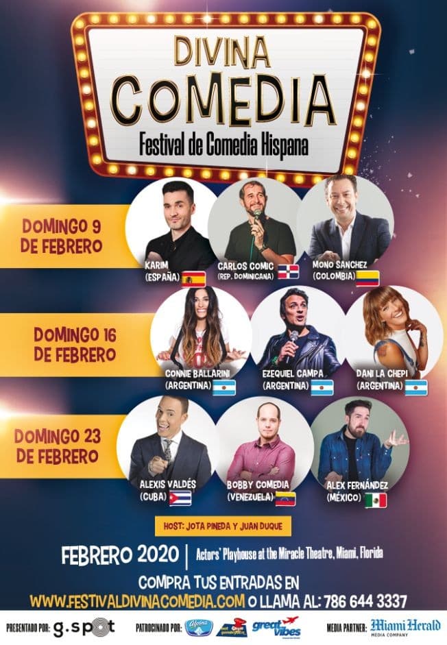 Event - Divina Comedia, Festival de comedia hispana - Miami Febrero 9 - Coral Gables, Florida - February 9, 2020 | concert tickets