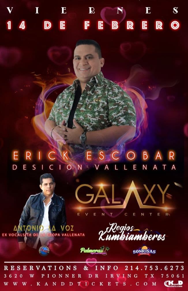Event - Erick Escobar y Su Decision Vallenata en Dallas,TX - Irving, Texas - February 14, 2020 | concert tickets
