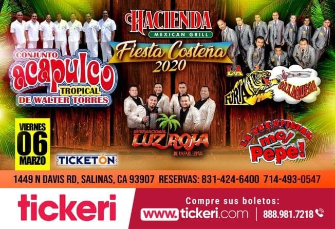 Event - Fiesta Costeña 2020 Con Conjunto Acapulco Tropical, Furia Oaxaqueña y Mas En Salinas,CA - Salinas, California - March 6, 2020 | concert tickets