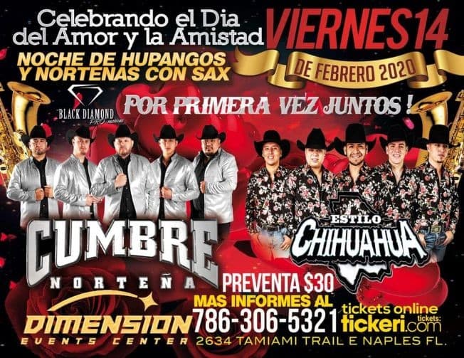 Event - Estilo Chihuahua & Cumbre Norteña - naples, Florida - February 14, 2020 | concert tickets