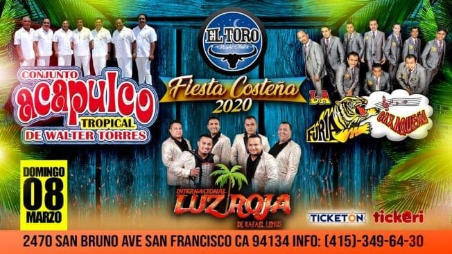 Event - Fiesta Costeña 2020 Con Conjunto Acapulco Tropical y Mas En San Francisco,CA - San Francisco, California - March 8, 2020 | concert tickets