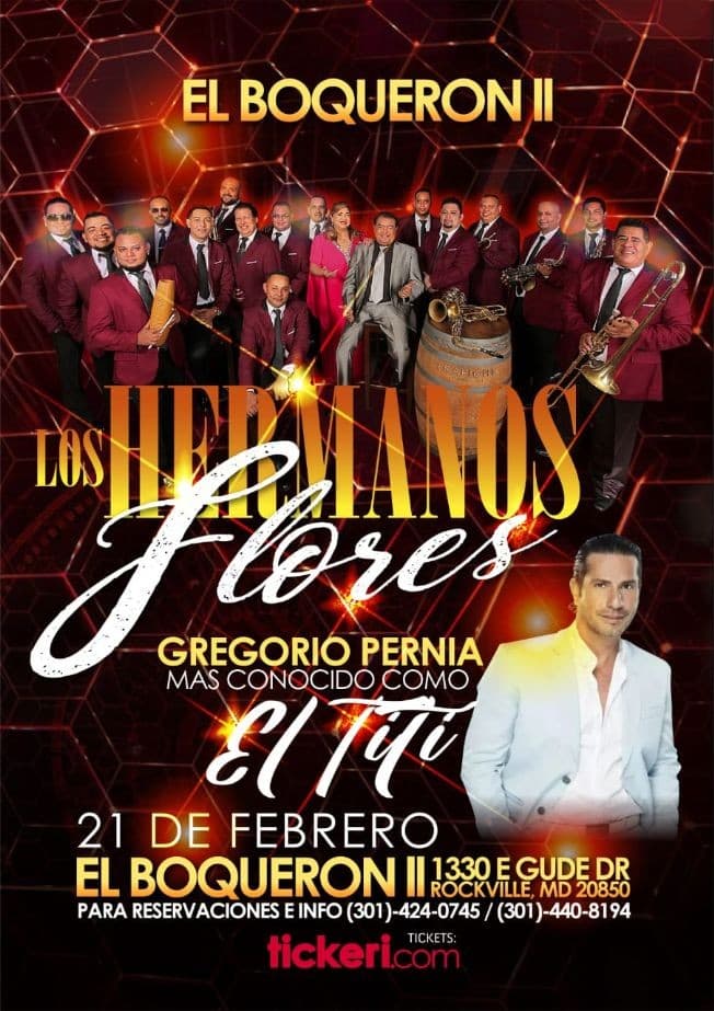 Event - Los Hermanos Flores y Gregorio Pernia El Titi en Vivo! - Rockville, Maryland - February 21, 2020 | concert tickets