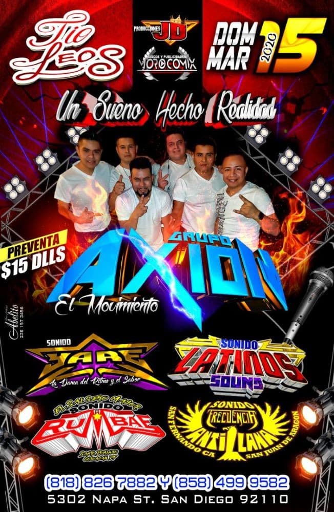 Event - Grupo Axion El Movimiento y Mas En San Diego,CA canceled - San Diego, California - March 15, 2020 | concert tickets