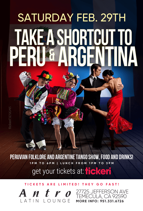 Event - SHORTCUT TO PERU AND ARGENTINA CANCELED - Temecula, California - February 29, 2020 | concert tickets