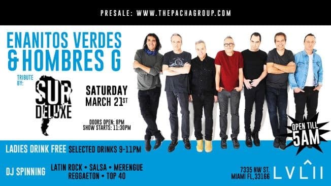 Event - Enanitos Verdes y Hombres G Tribute by Sur Deluxe - Miami, Florida - 21 de marzo de 2020 | concert tickets