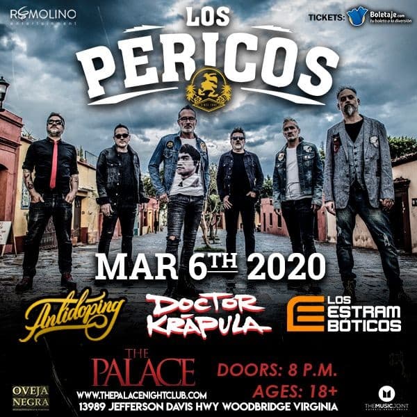 Event - Los Pericos, Doctor Krápula, Antidoping y Los Estrambóticos EN VIVO - Woodbridge, Virginia - March 6, 2020 | concert tickets