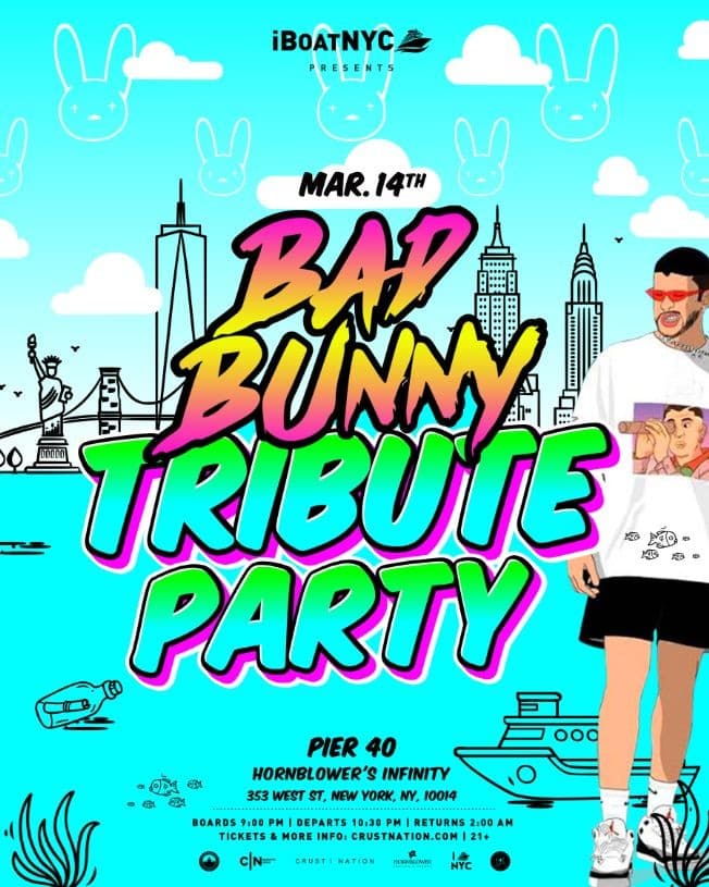 Event - BAD BUNNY TRIBUTE Yacht Cruise: Saturday Night on Hornblower's INFINITY - New York, New York - September 25, 2020 | concert tickets