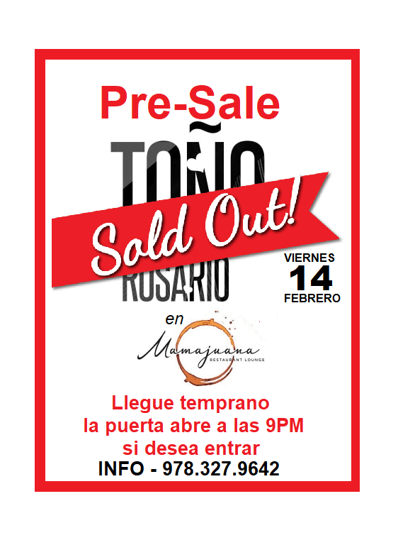 Event - Tono Rosario Febrero 14 en Mamajuanna Lawrence - Lawrence, Massachusetts - February 14, 2020 | concert tickets