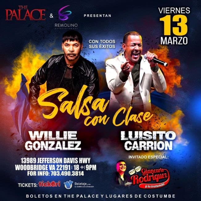 Event - Salsa con Clase: Willie Gonzalez en Vivo! POSTPONED - Woodbridge, Virginia - March 13, 2020 | concert tickets
