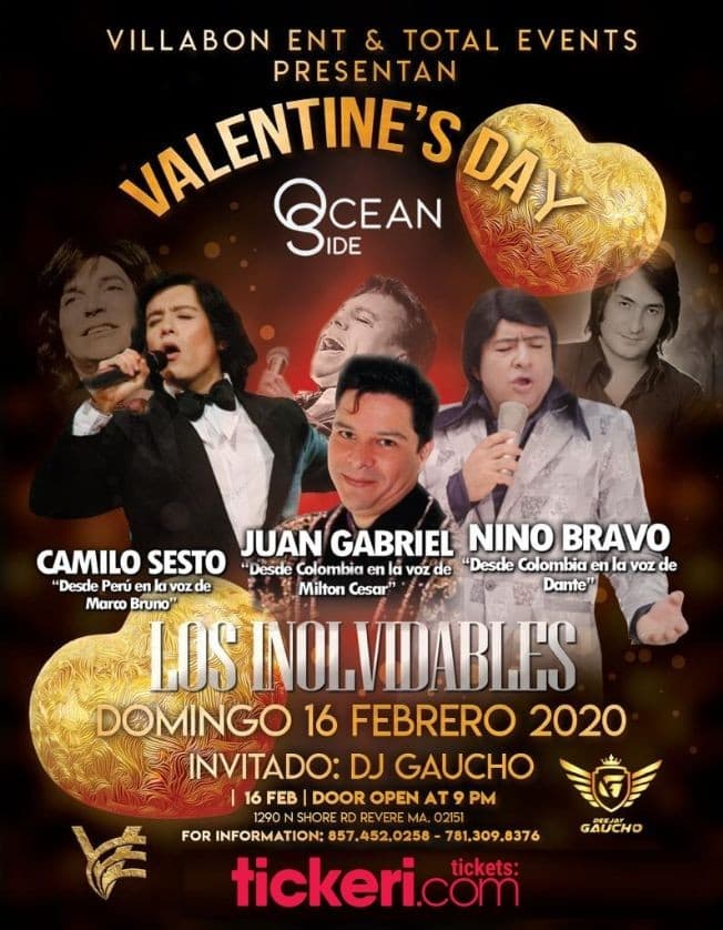 Event - Tributo Los Inolvidables Camilo Sesto,Juan Gabriel y Nino Bravo En Revere,MA - Revere, Massachusetts - February 16, 2020 | concert tickets