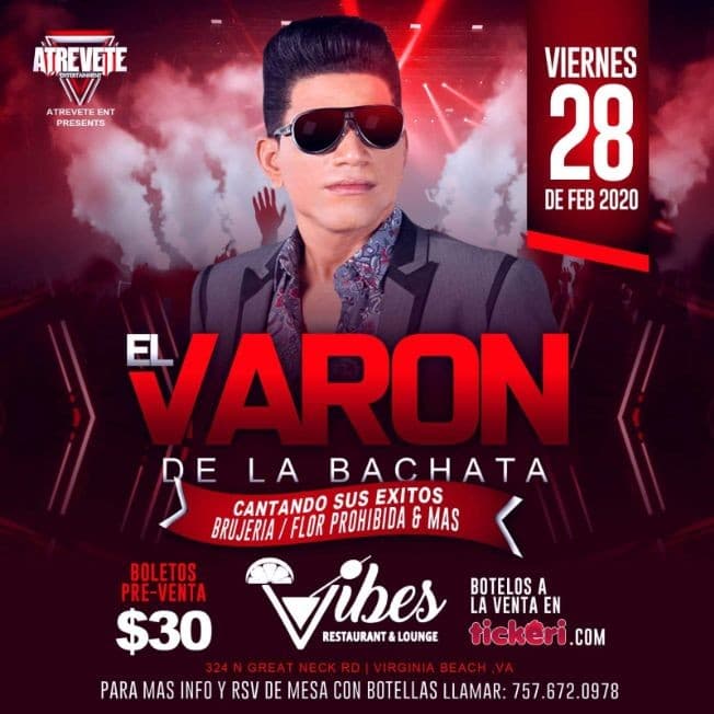 Event - EL VARON DE LA BACHATA EN CONCIERTO EN VIRGINIA BEACH - Virginia Beach, Virginia - February 28, 2020 | concert tickets